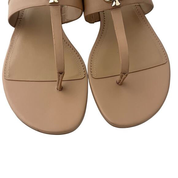 Kate Spade Kendra Leather tong sandals Light Fawn Sz 9 Minimalist Chic Quiet Lux - Picture 8 of 11